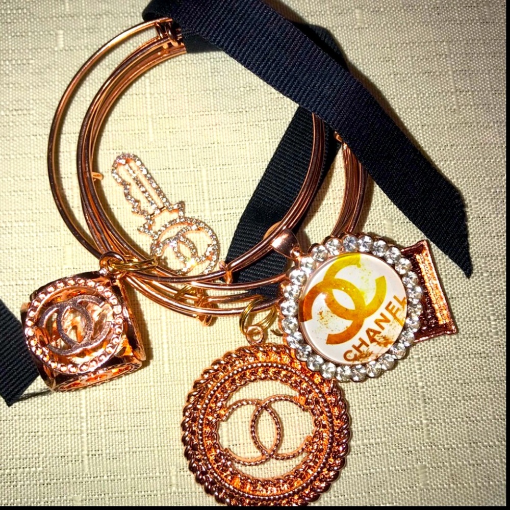 Rose Gold Bracelet Set (with charms) SET OF 3